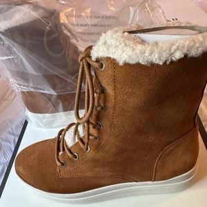 J/SLIDES NYC JSlides Torrie Water Resistant Boot (Women) COGNAC SUEDE, Size 7.5